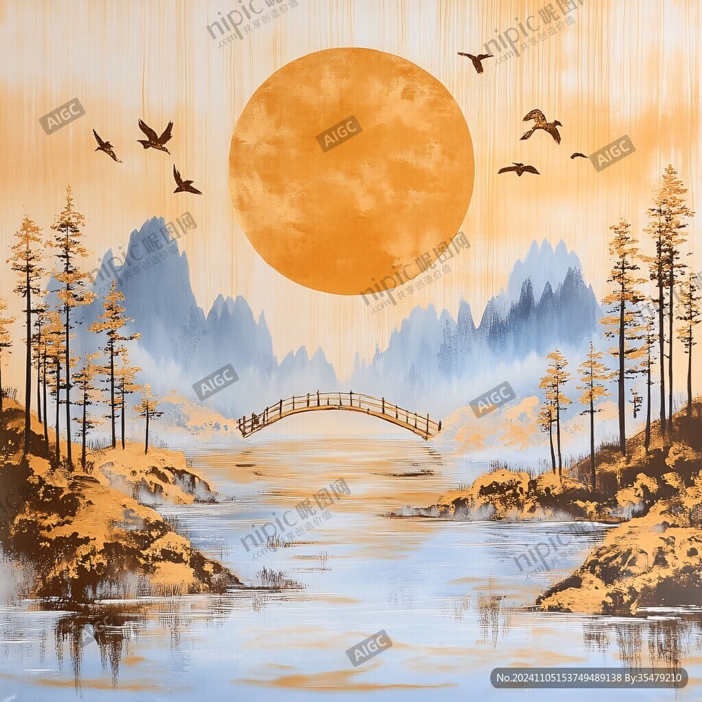 皓月雄风景观插画