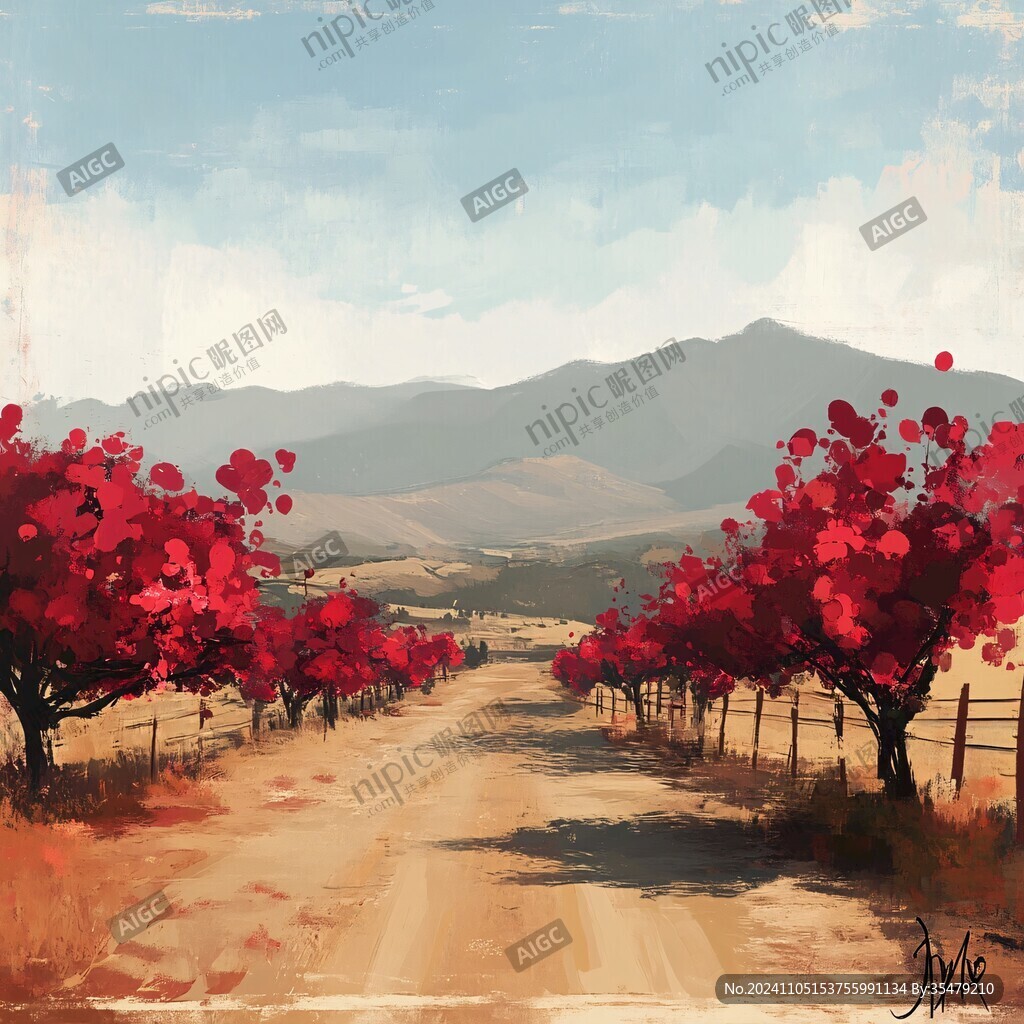 桃林插画