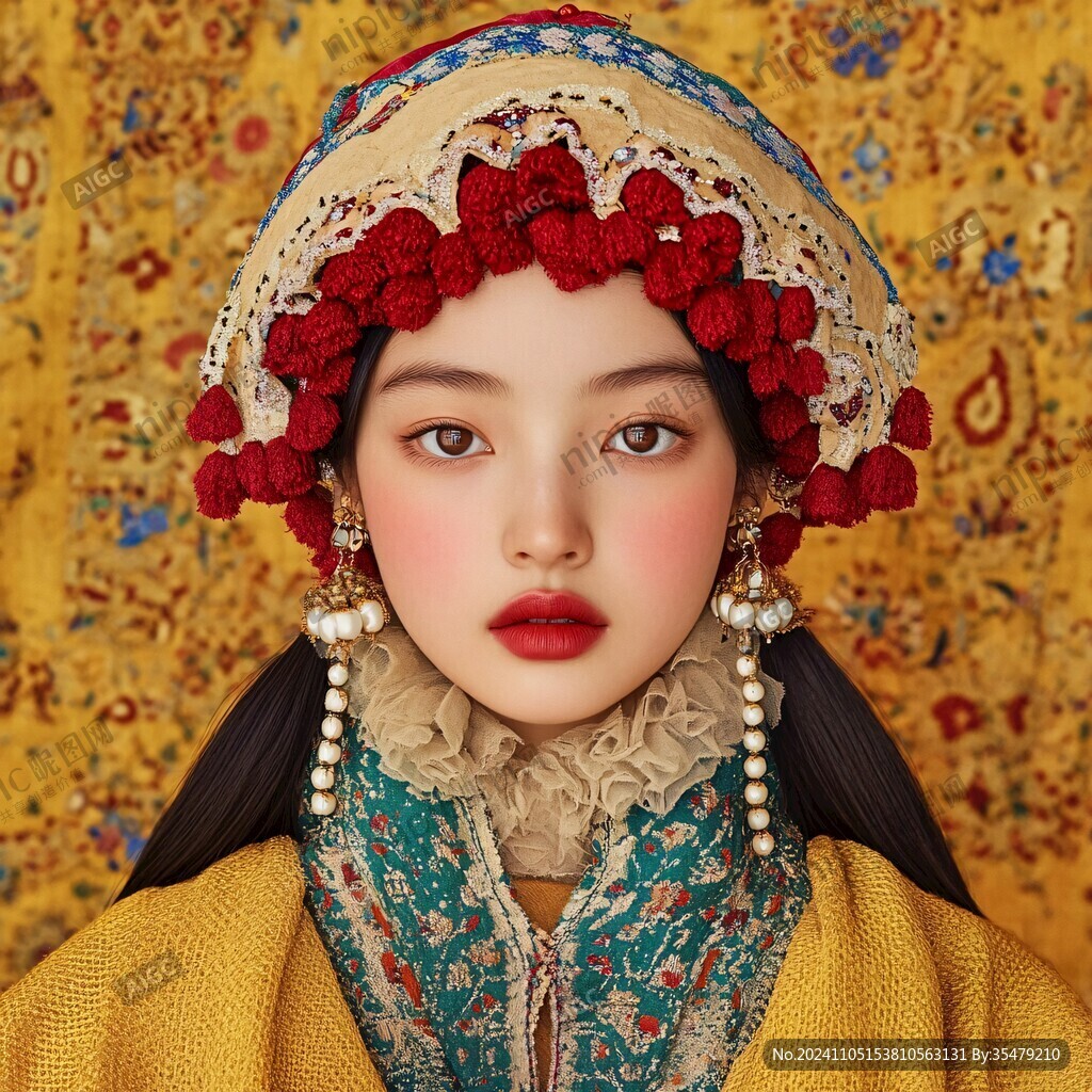 少数民族少女头像