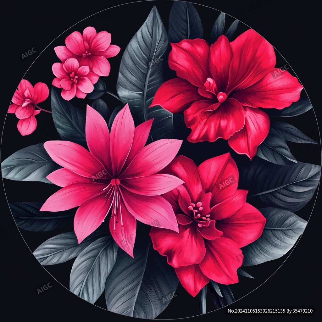 花朵圆形装饰画