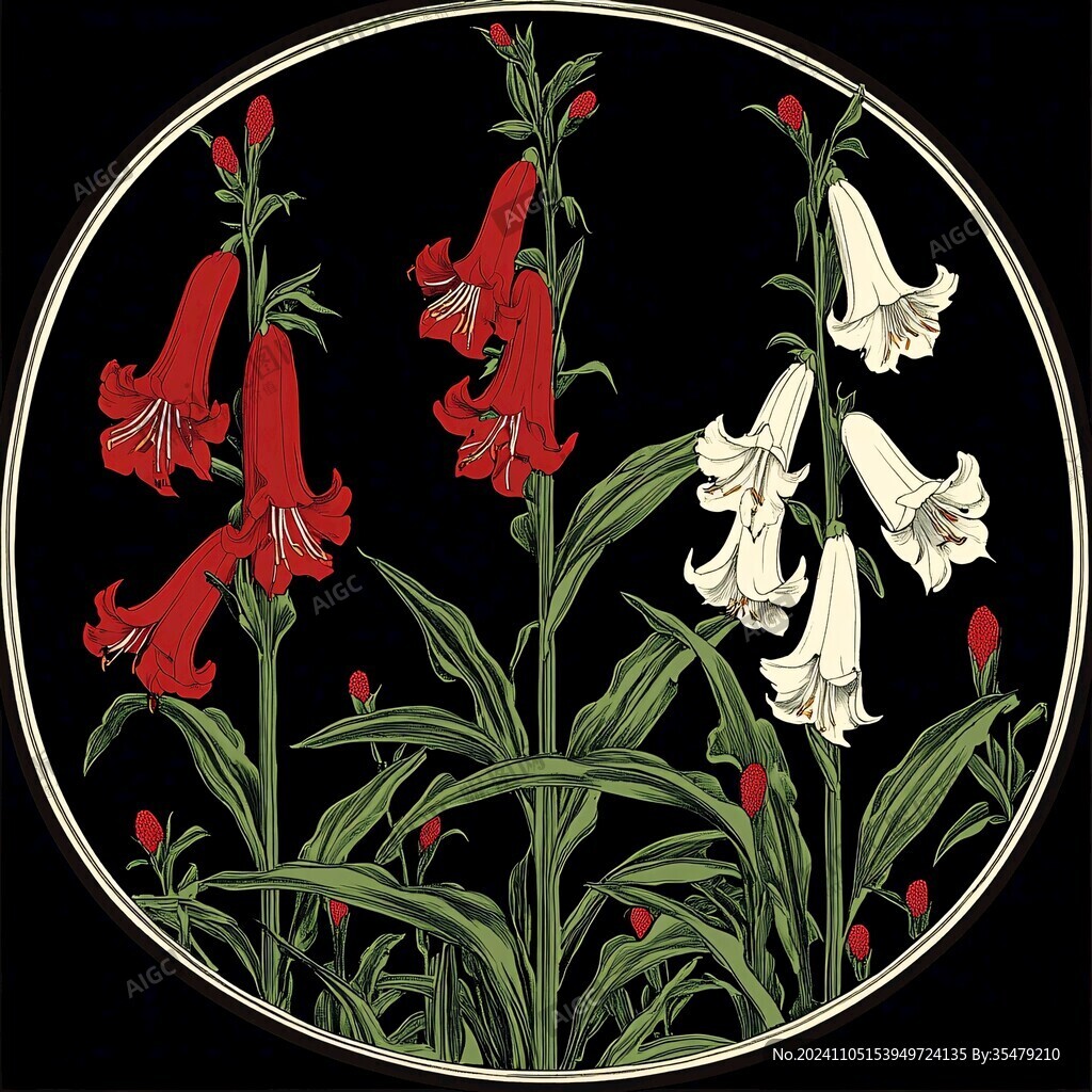 百合花圆型装饰画