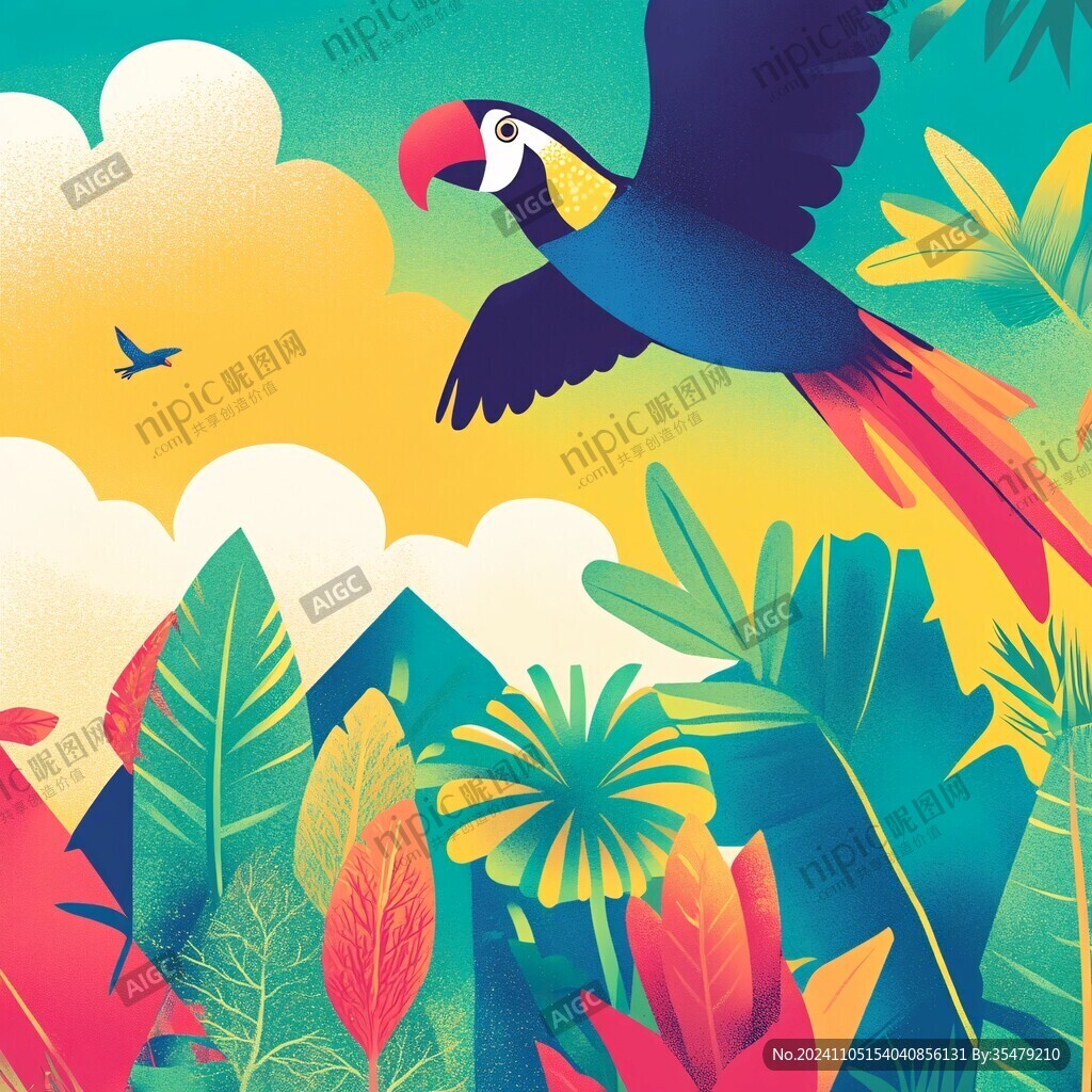 扁平丛林插画