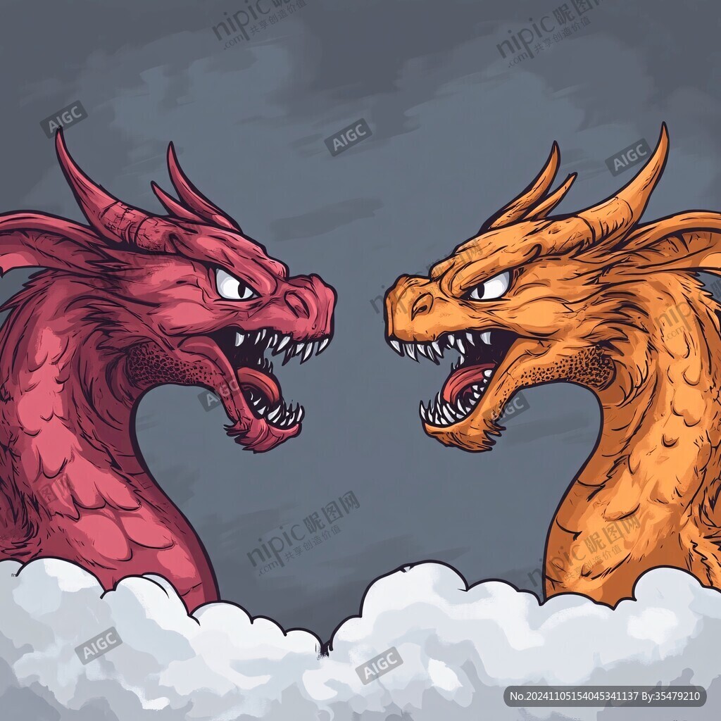 双龙插画
