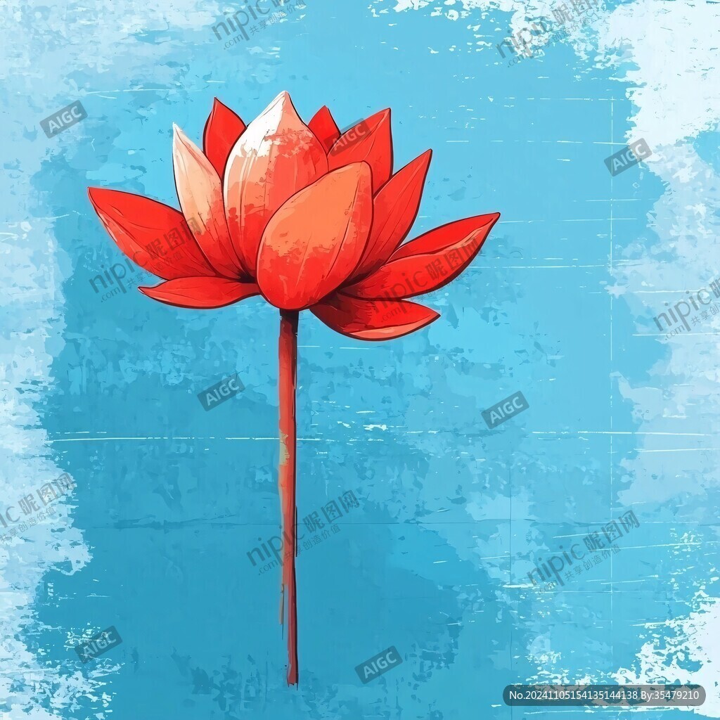 禅意荷花红色睡莲