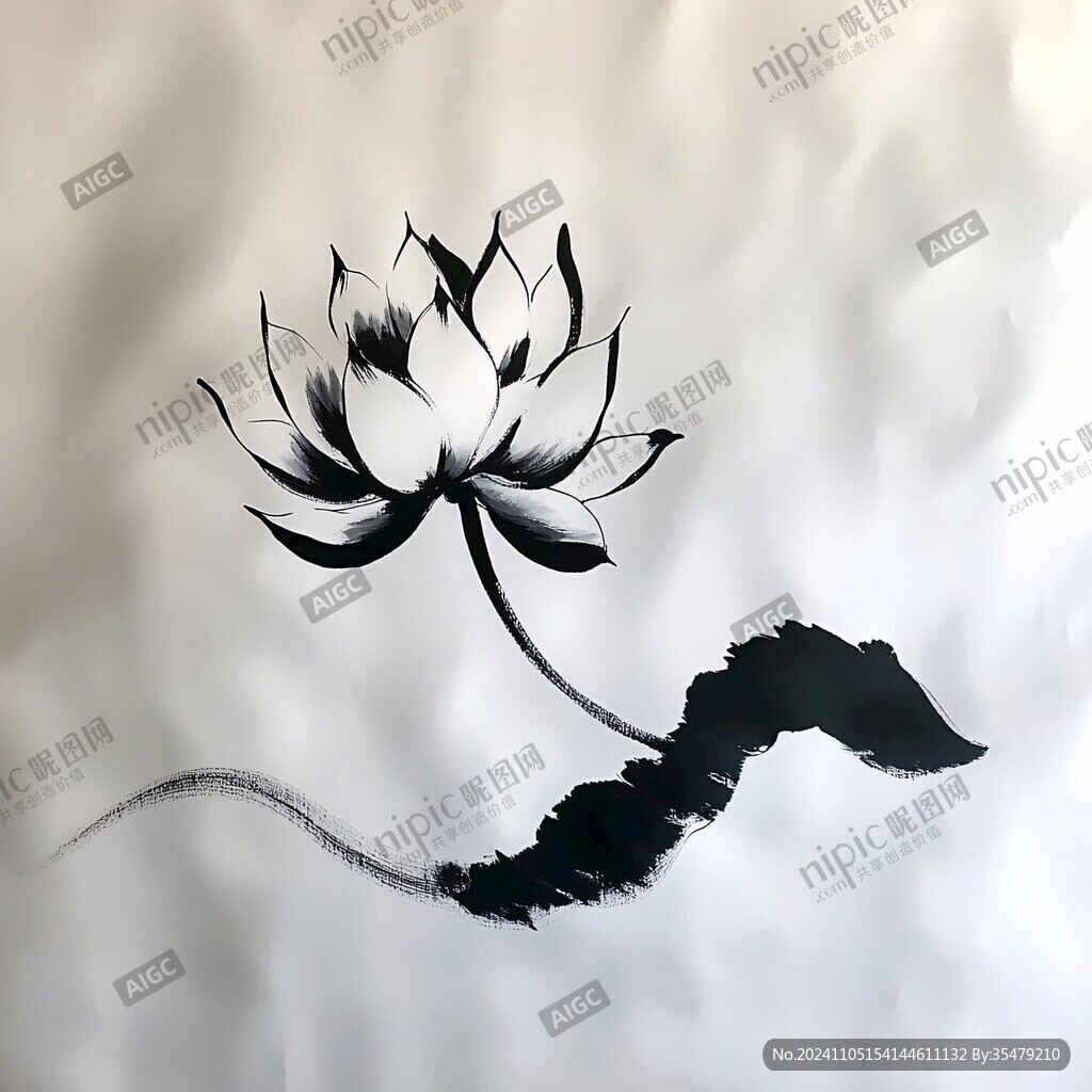 莲花水墨