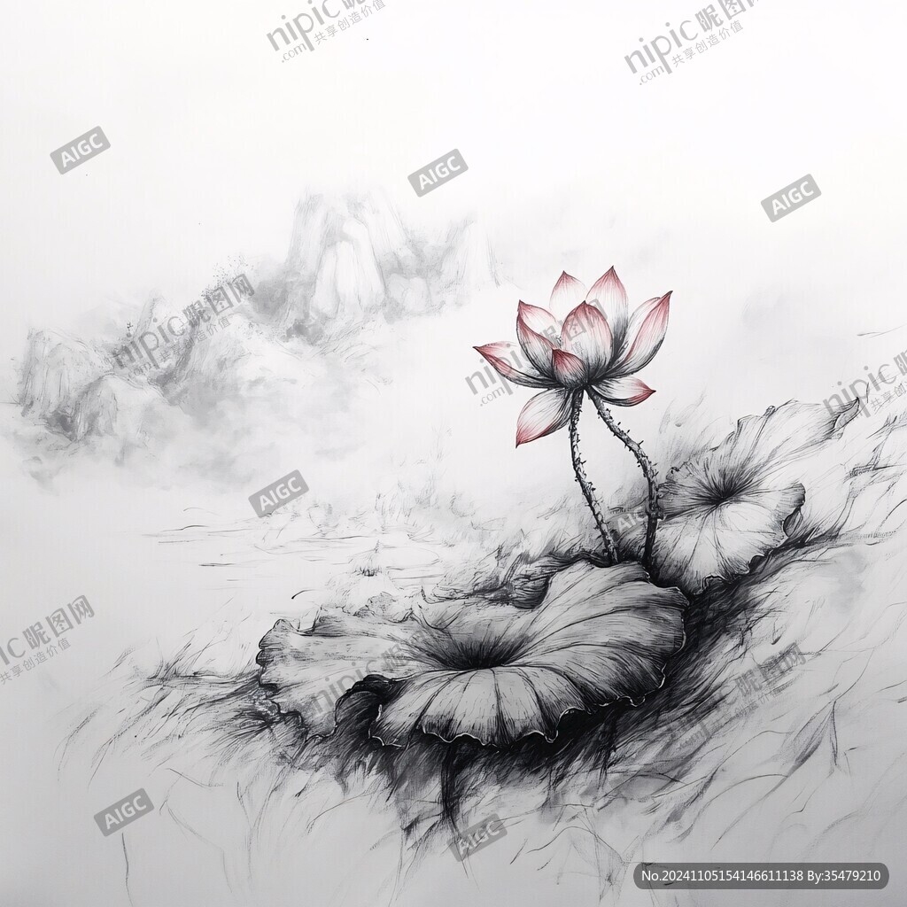 莲花水墨