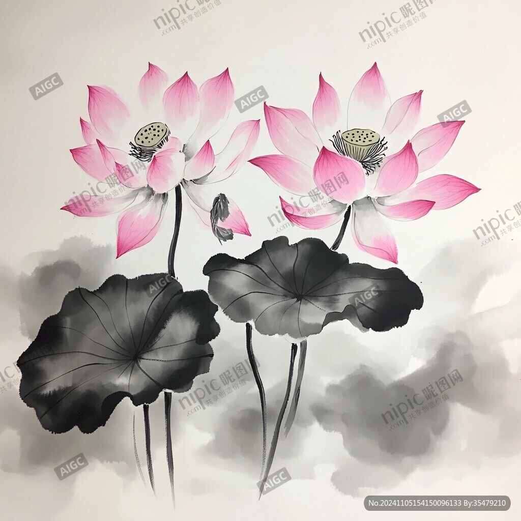 墙绘荷花