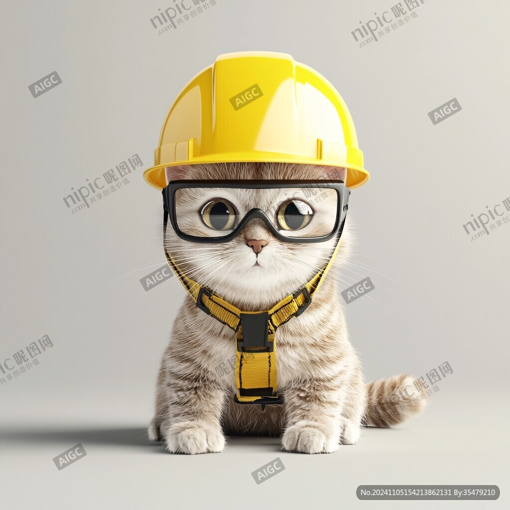 戴安全帽的猫
