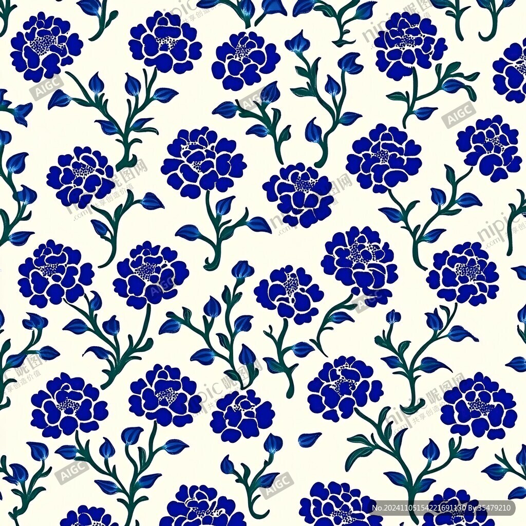 蓝花底纹