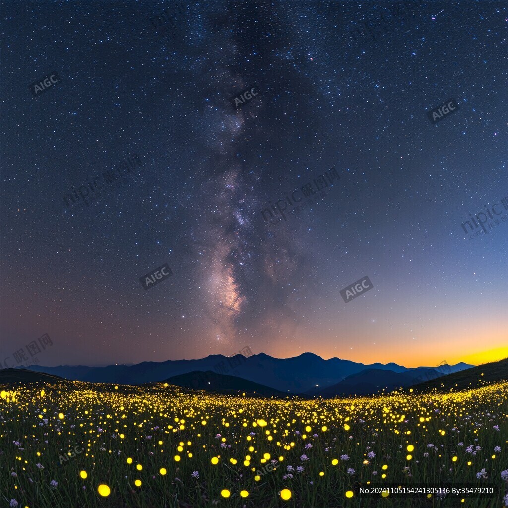 星空下的花海