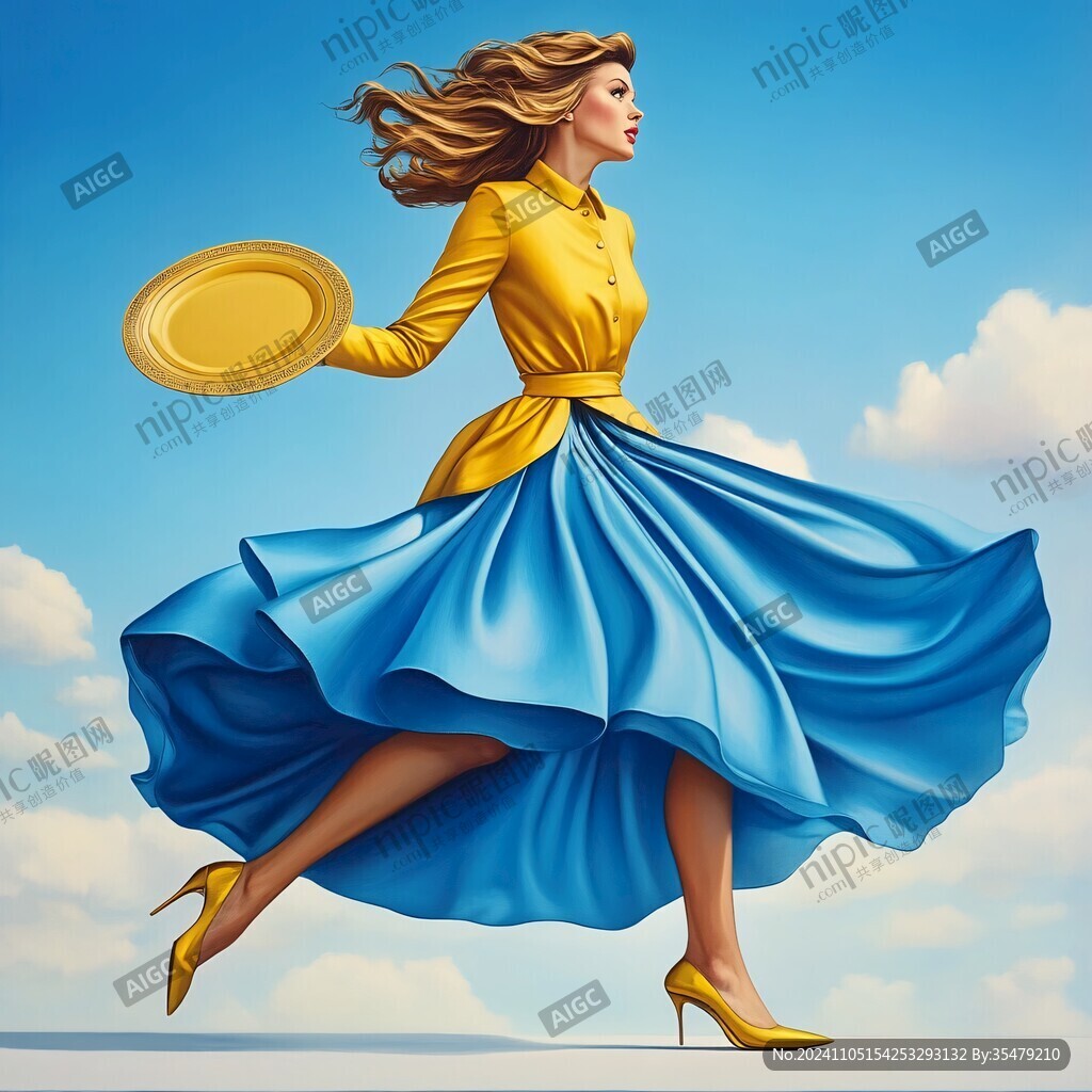 美女插画手绘海报户外