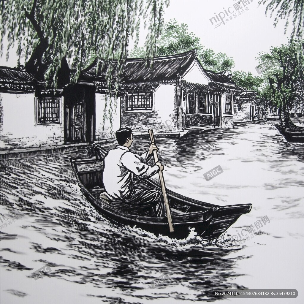 江南水乡风情壁画