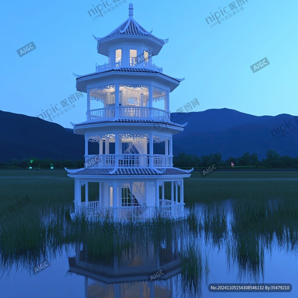 古典亭子夜景