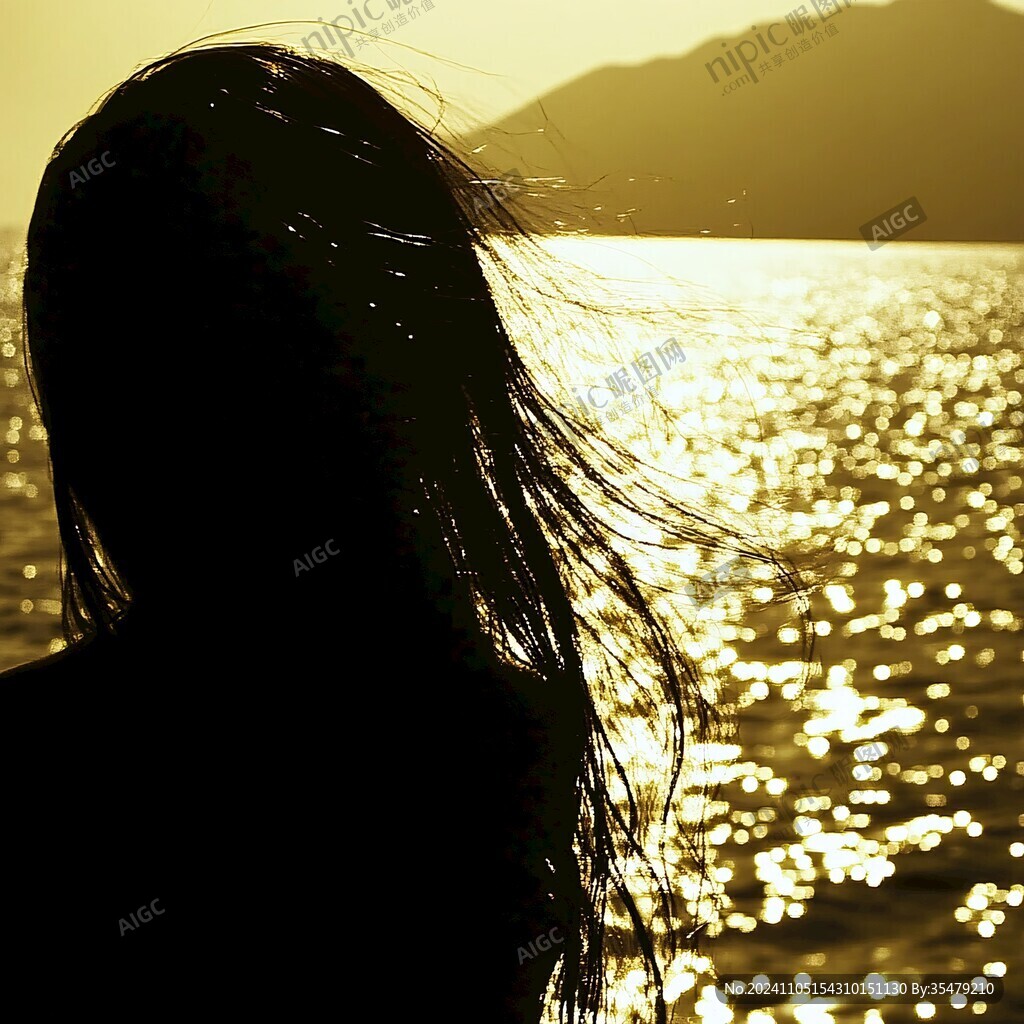 海边女人侧影