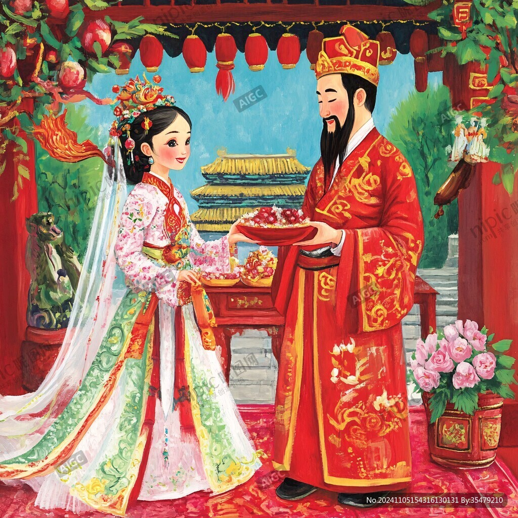 中国传统婚礼插画
