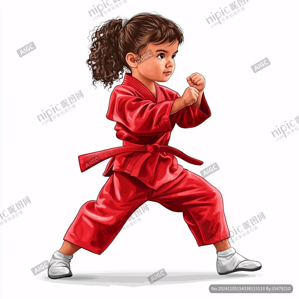 武术健身儿童插画