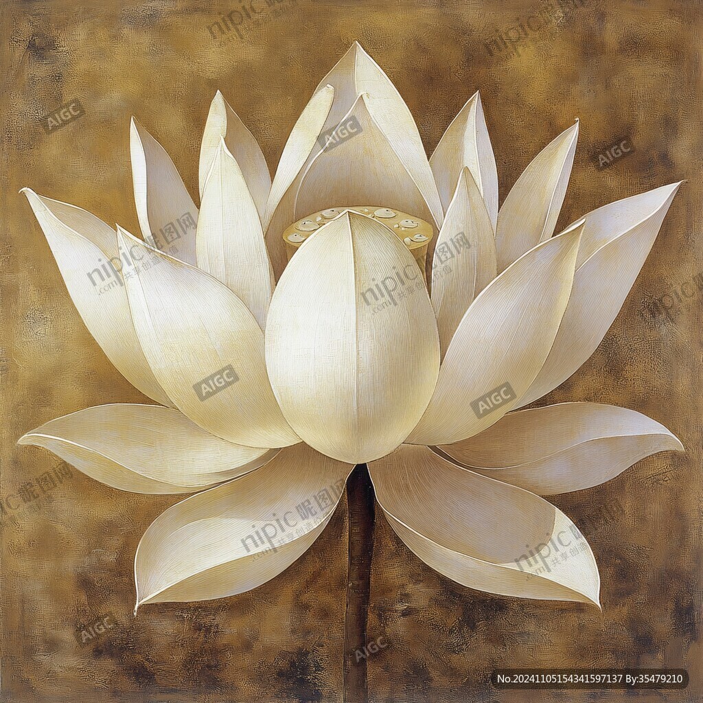 莲花油画