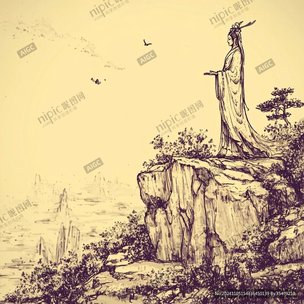 鹿回头线稿
