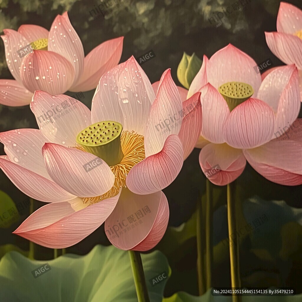 3d荷花装饰画
