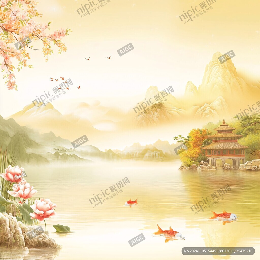 富贵金色山水