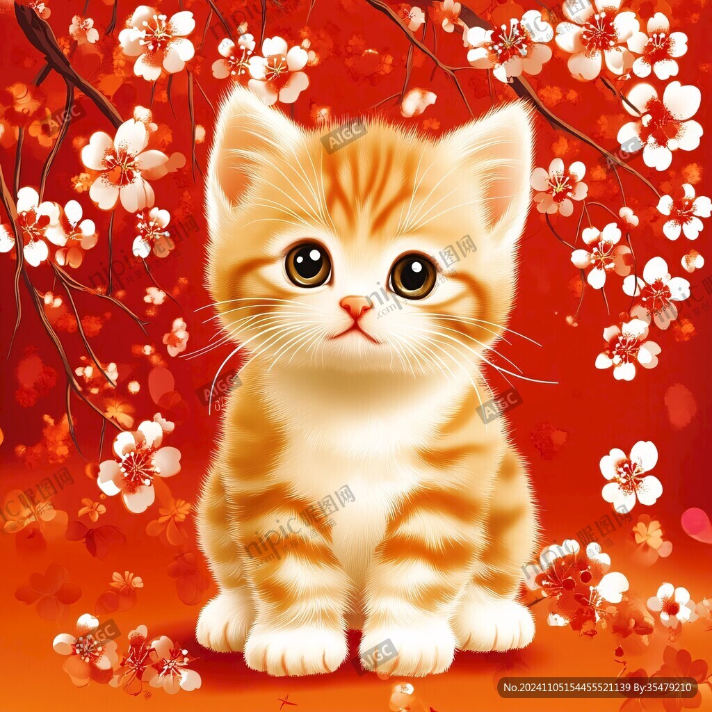 卡通小猫动物海报挂画
