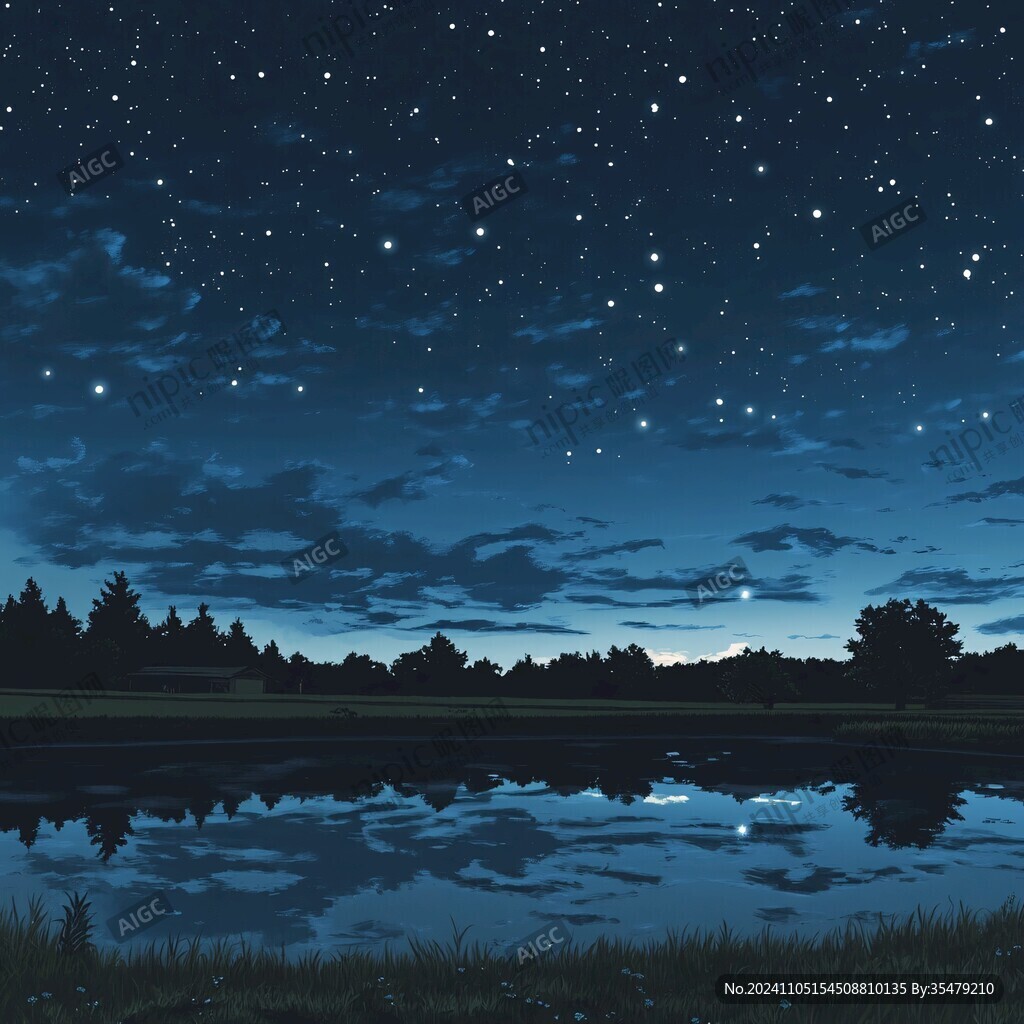 夜晚星空手绘