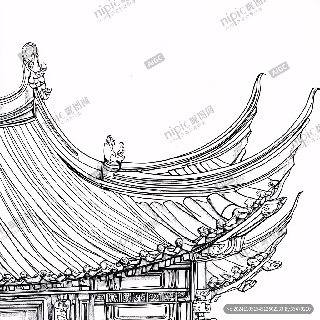 望宸阁线描线条