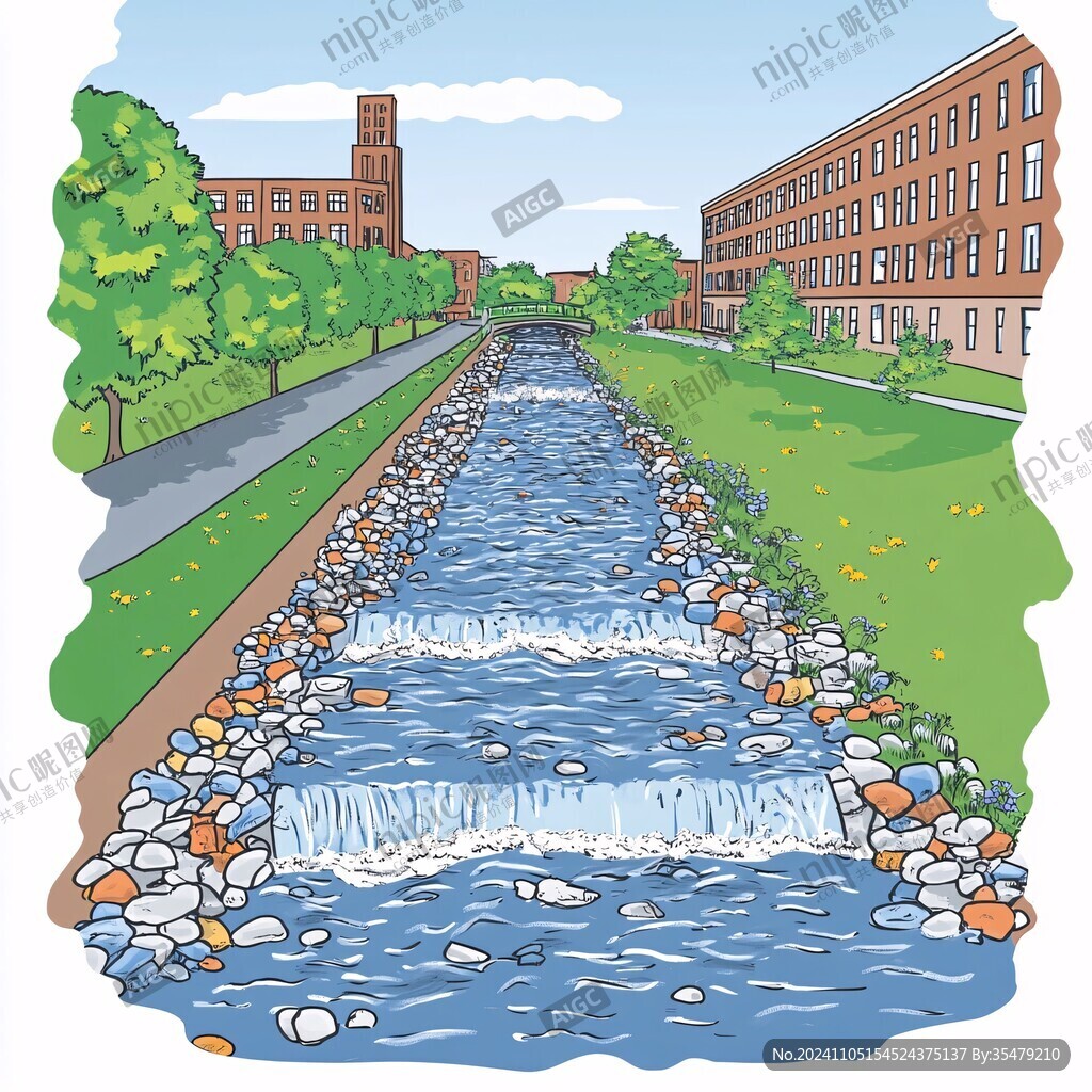 水渠插画