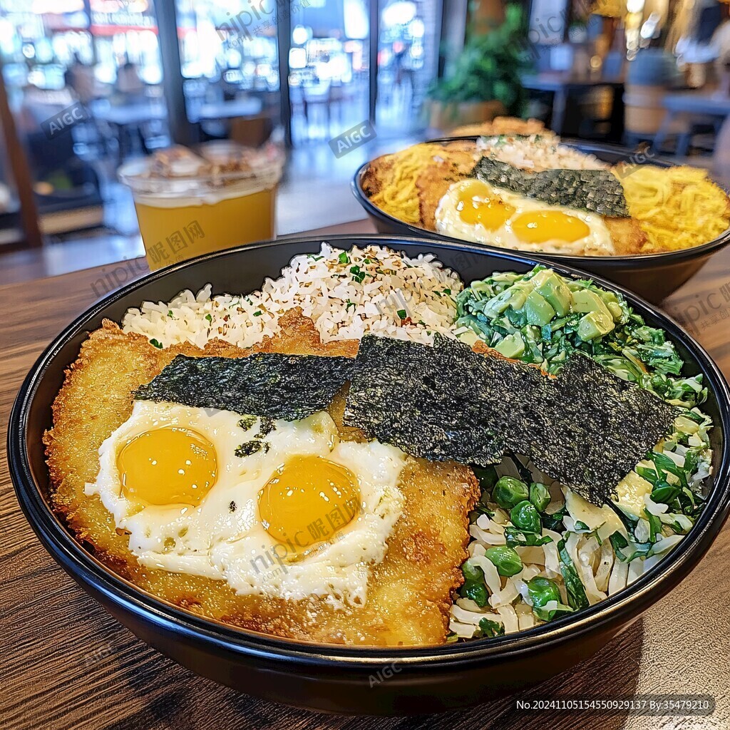 炸鸡煎蛋配海苔炒饭