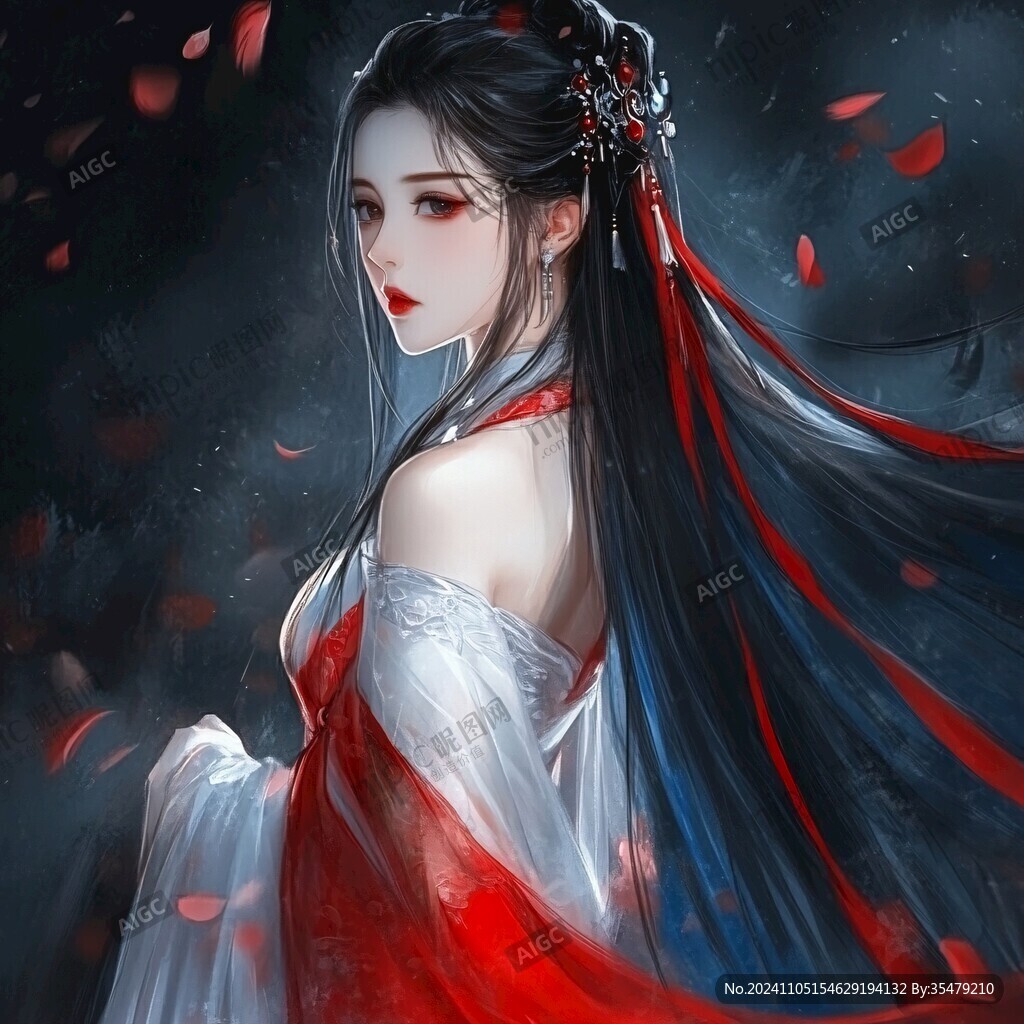 红衣少女设计古风