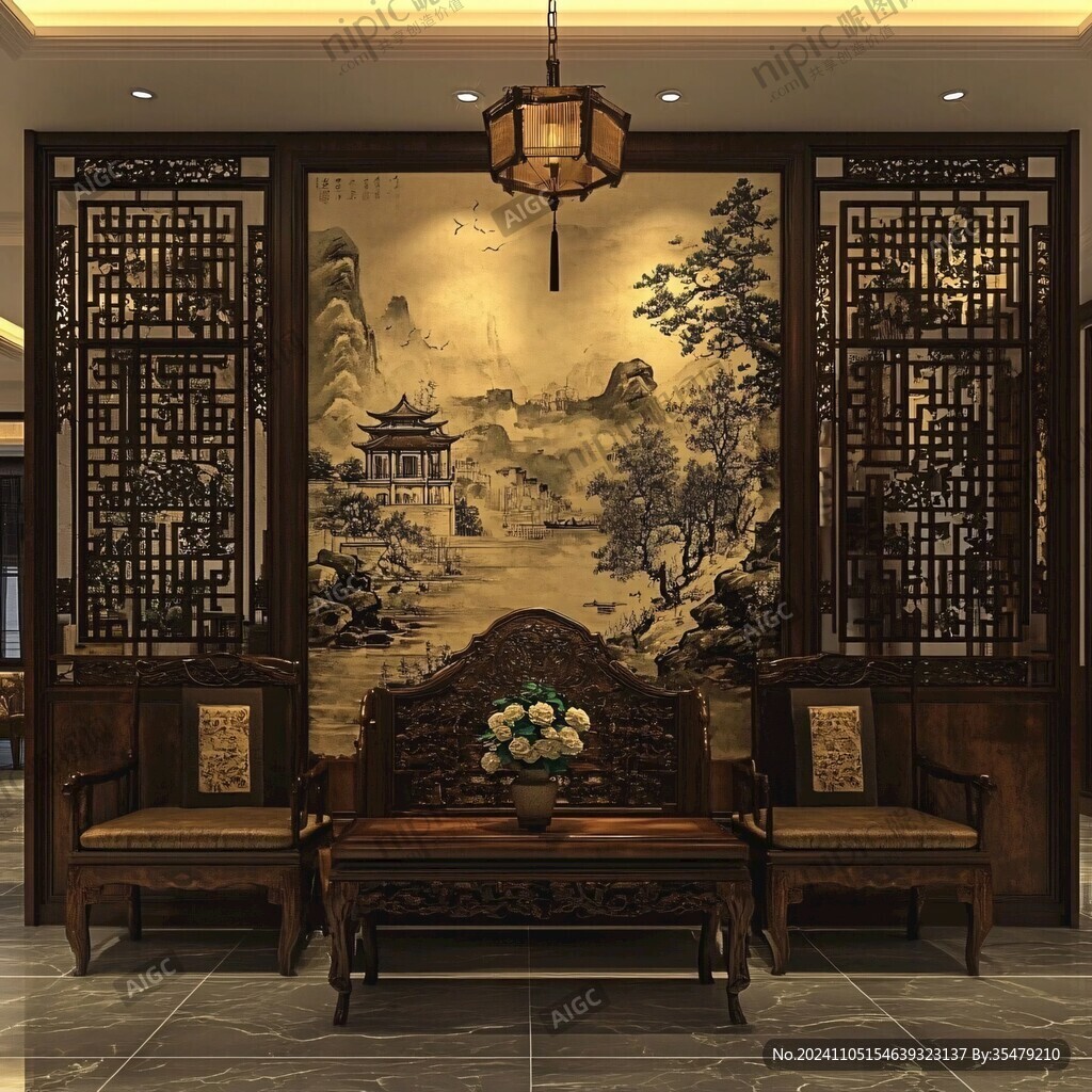 中国风沙发玄关餐厅