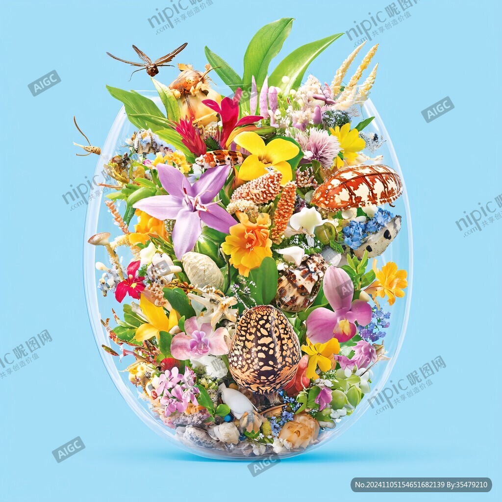 玻璃罩里的花卉