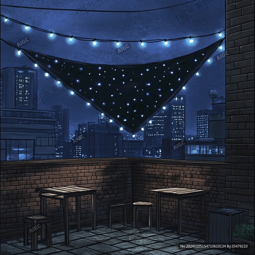漫画场景房间夜晚