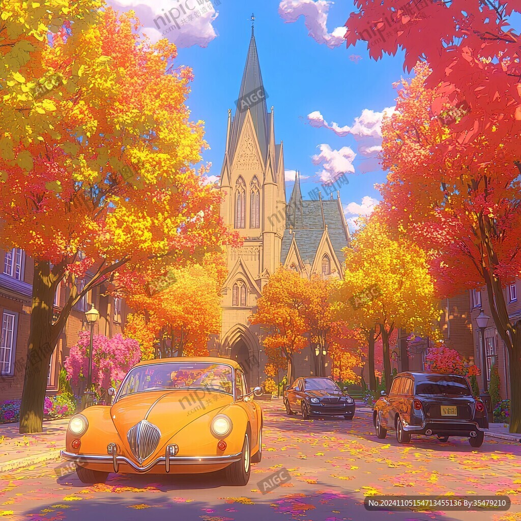 城市秋天街景