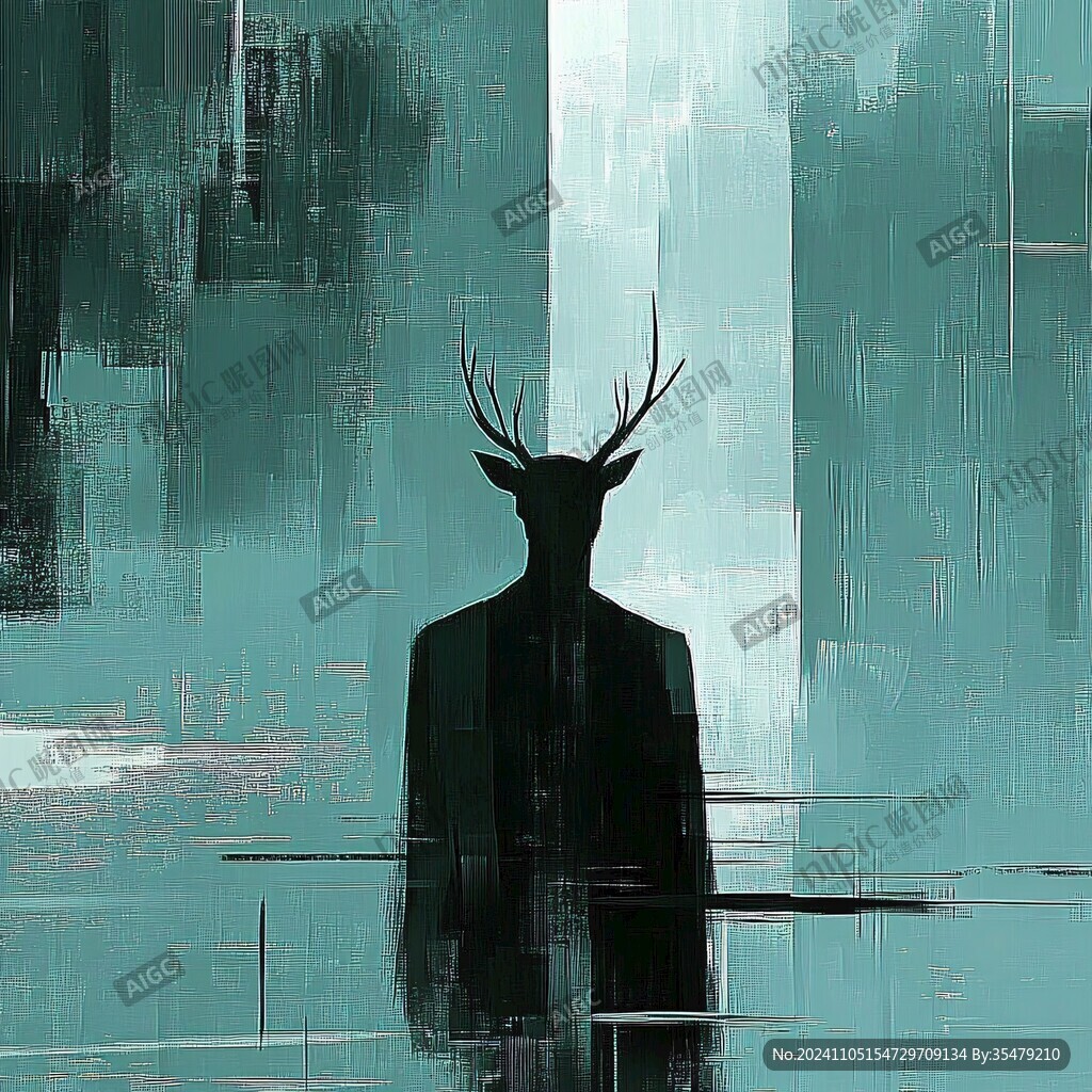 创意鹿人当代装饰画
