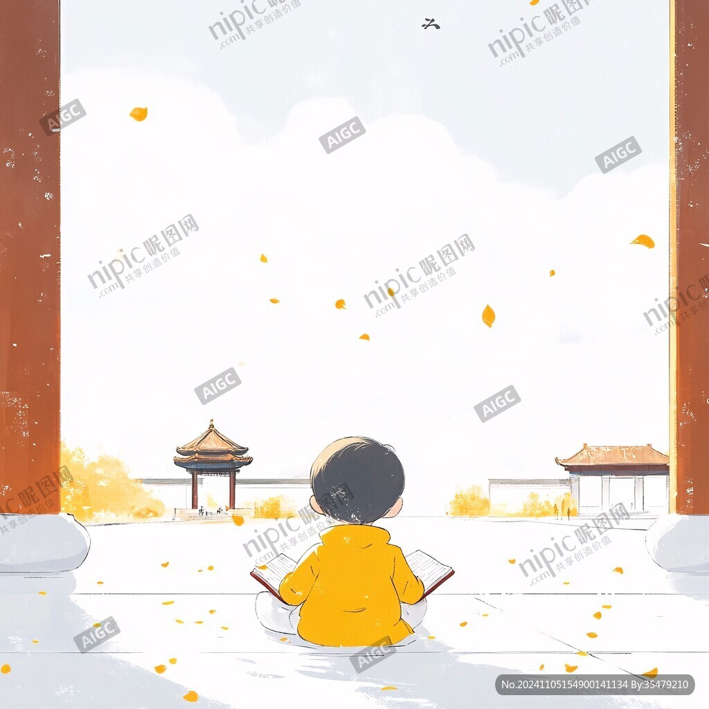 秋天治愈插画