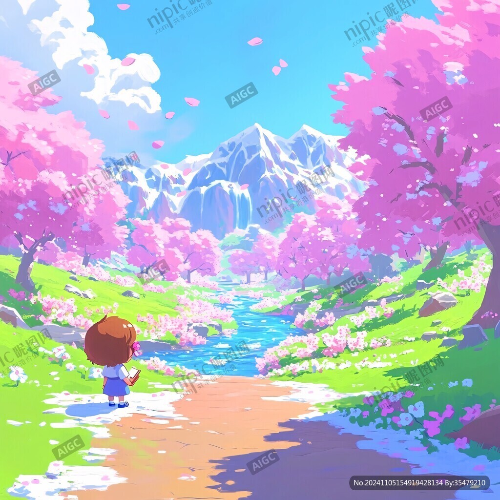 桃林插画