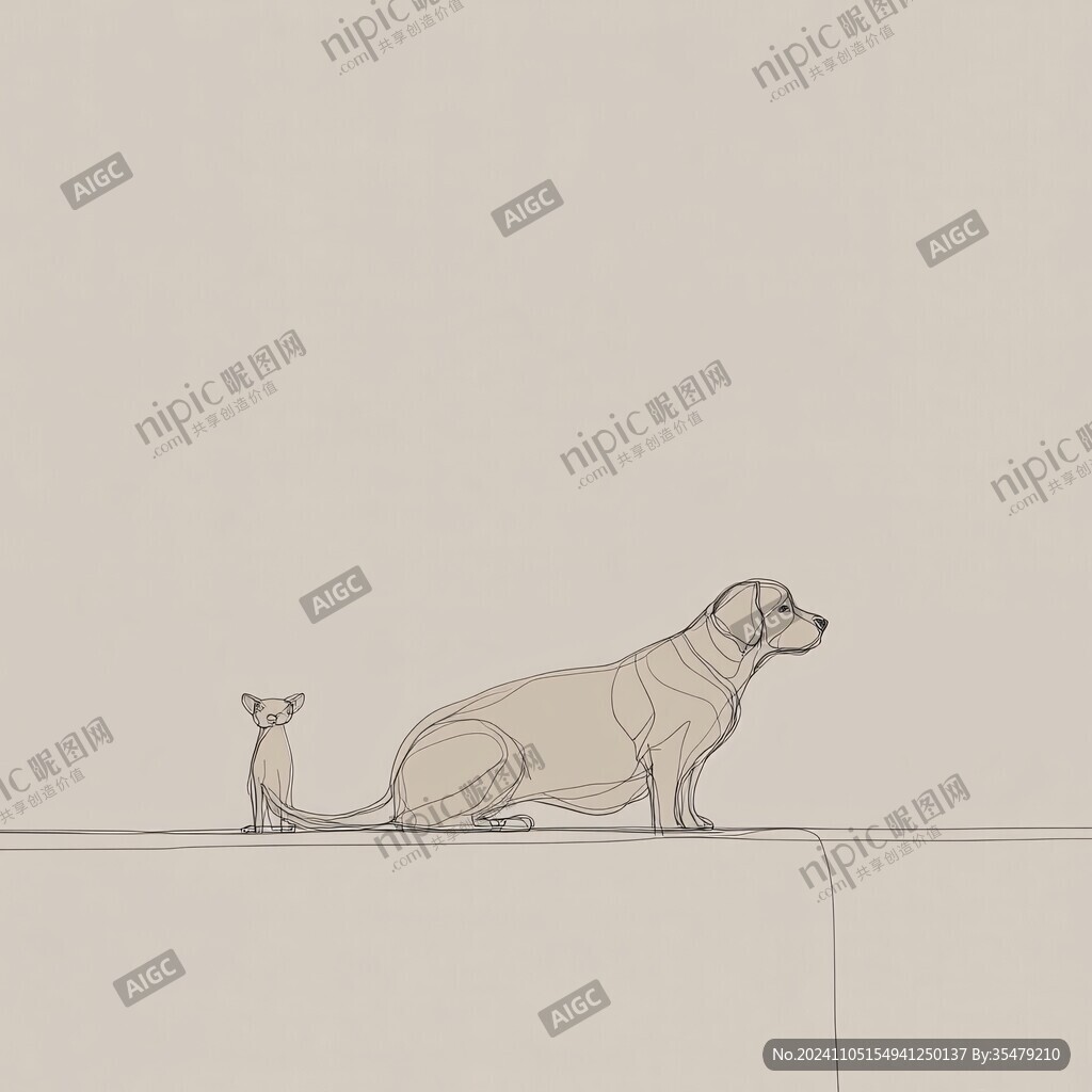 孤独的小狗插画
