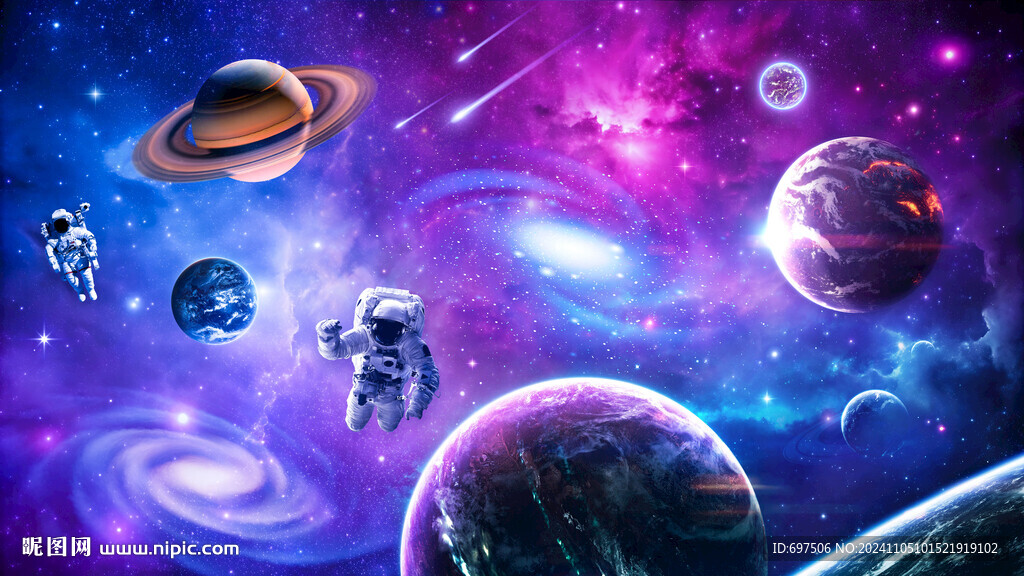 外太空宇航员星球宇宙黑洞背景墙