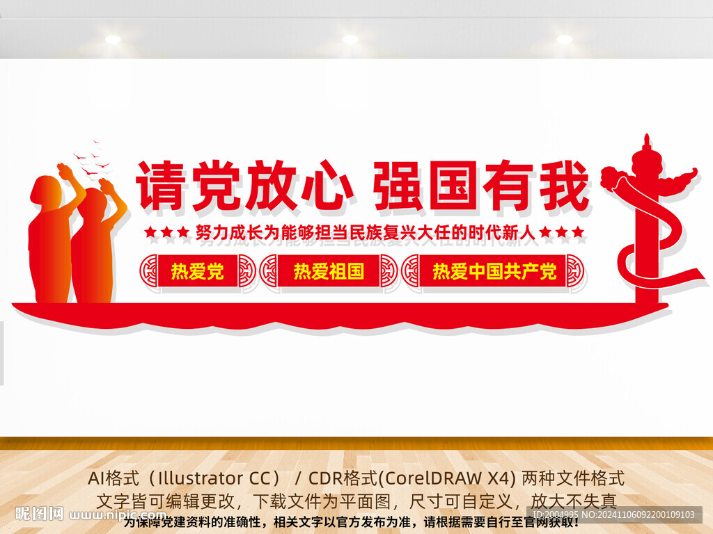 请党放心强国有我文化墙