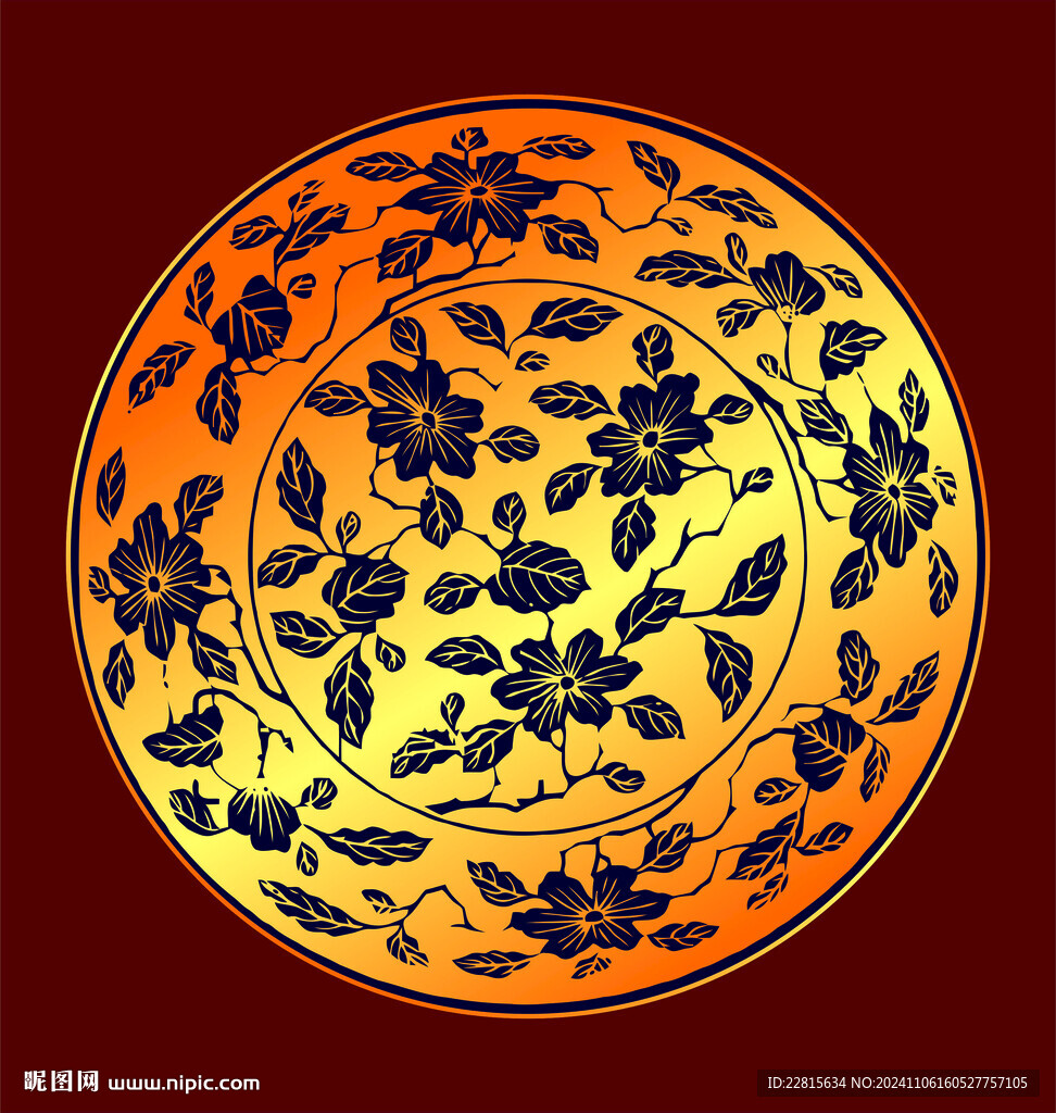 矢量烫金色花纹样