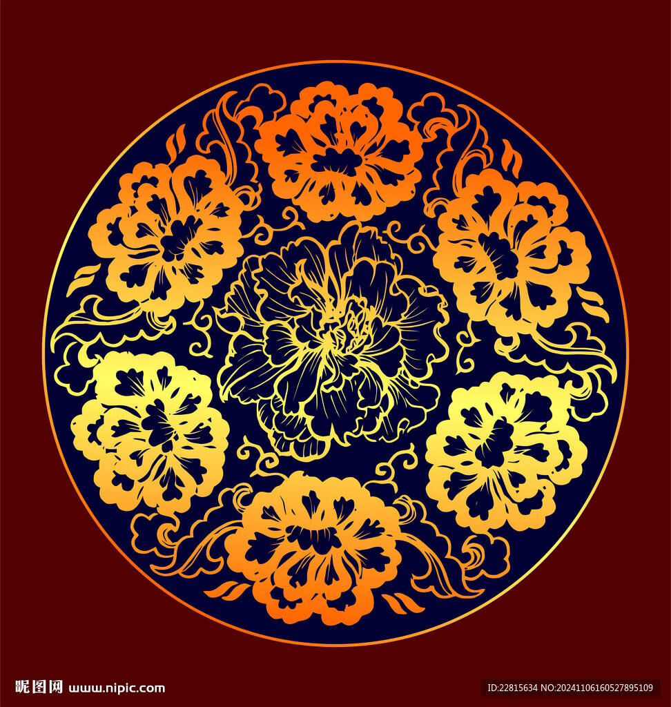 矢量烫金色花纹样