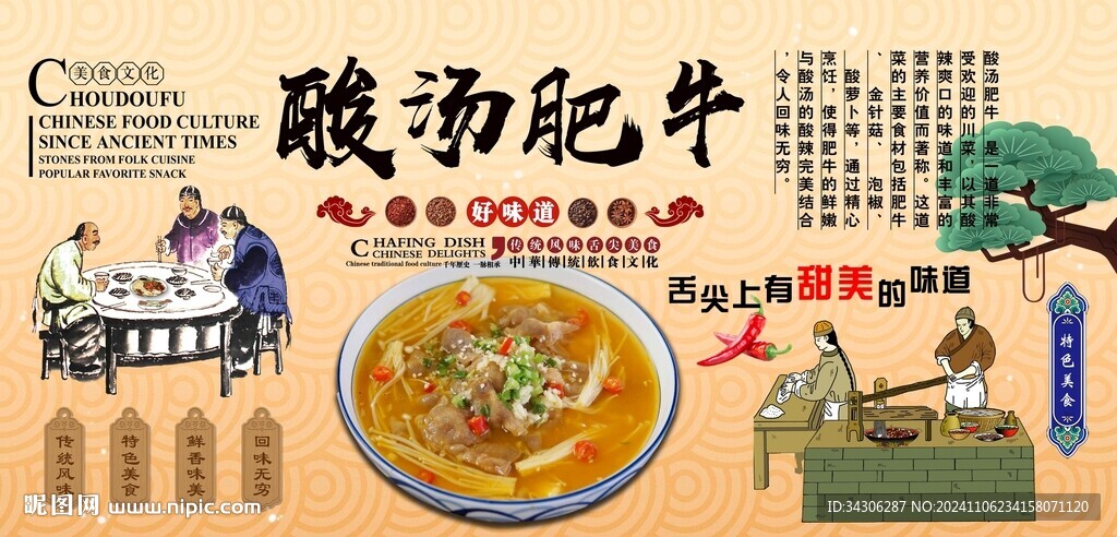 酸汤肥牛背景墙