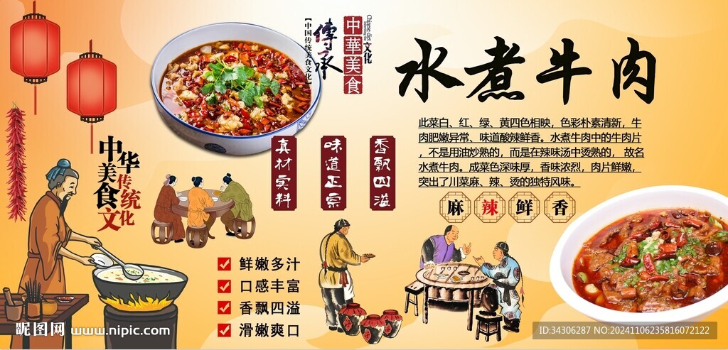 水煮牛肉背景墙