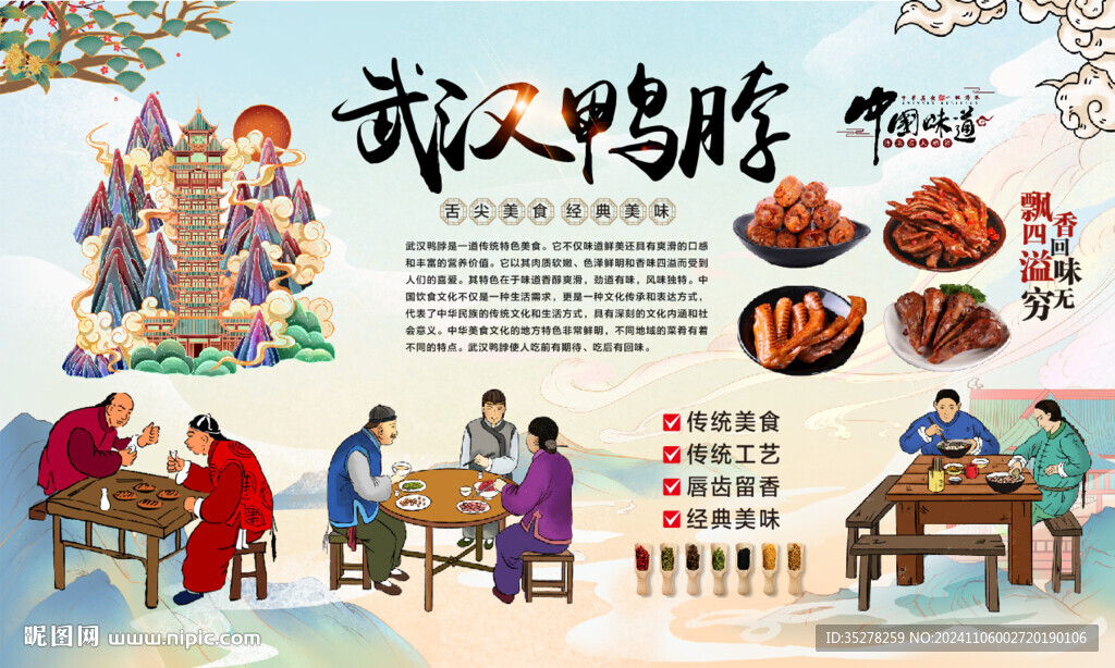 武汉鸭脖背景