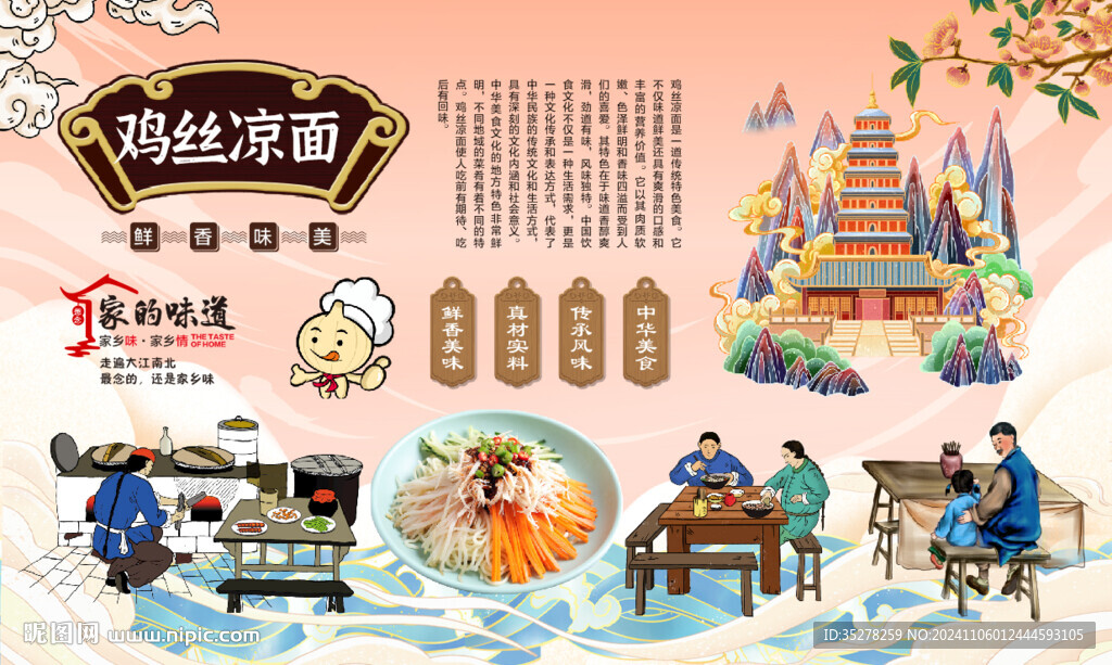 鸡丝凉面背景