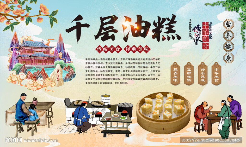 千层油糕背景