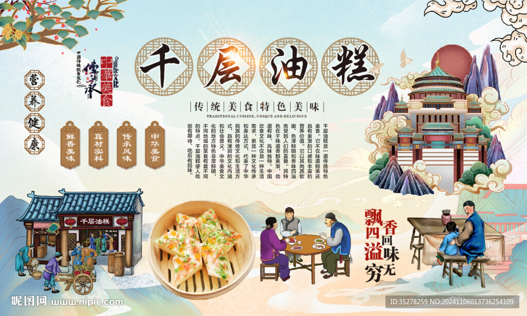 千层油糕背景