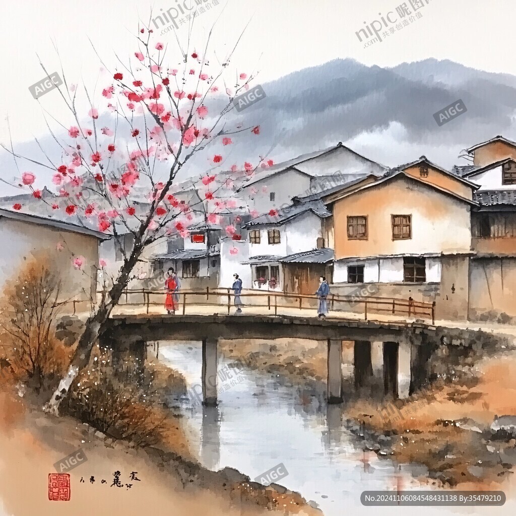 云水谣海报插画水彩