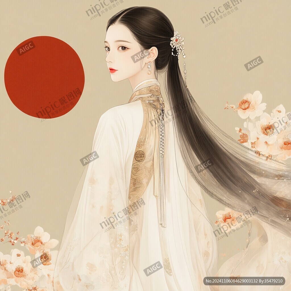 古风美女头像插画封面